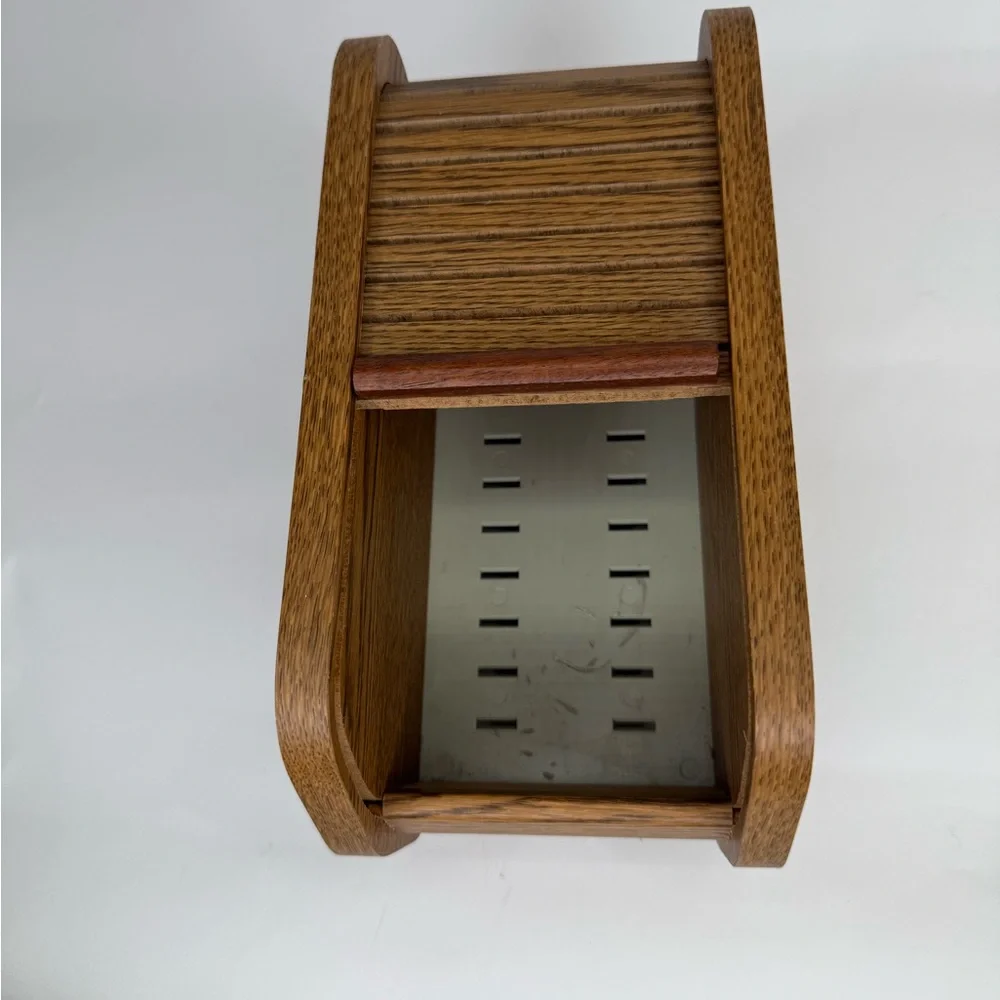 Vintage Wooden Floppy Disk/Recipe Holder with Sliding Lid